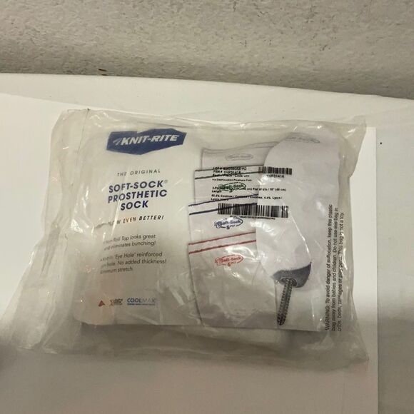 New! Knit-Rite Amputee Prosthetic Sock, Soft Sock 3 ply Item #1SP31416 White G2 - Picture 3 of 6